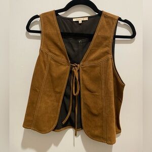 Brown Suede Vest with Tie Front